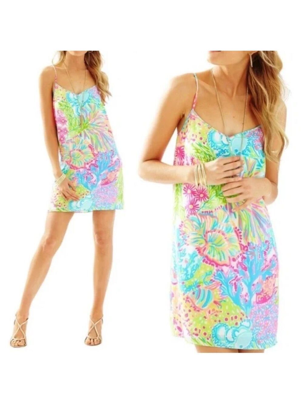 Lilly Pulitzer DUSK 100% Silk Dress In Lovers Coral Size XS Resortwear Beach EUC